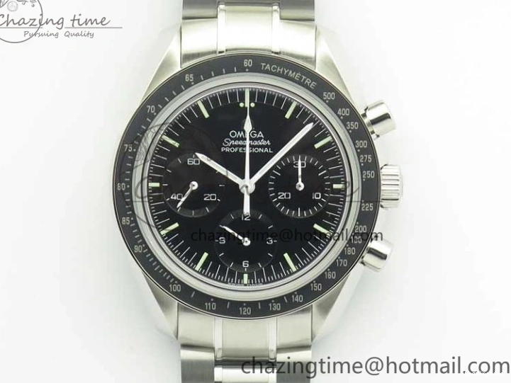 0419 Durable Speedmaster Professional SS OMF Best Edition Black Dial on SS Bracelet Manual Winding Chrono Movement 7995